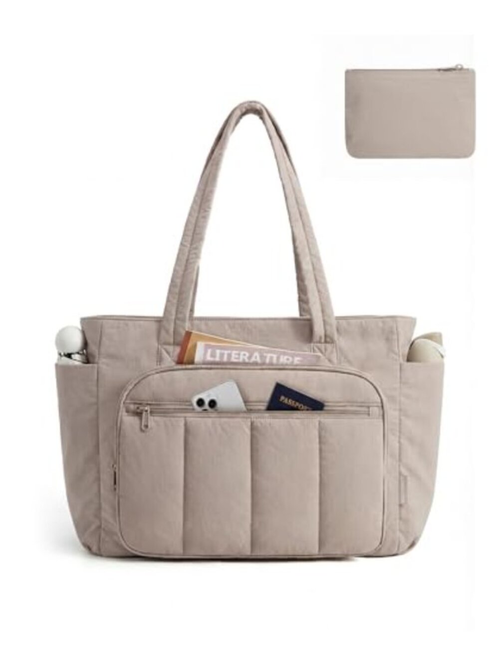 2 Set Quilted Nylon Puffer Tote Bags Women Lightweight 20L Shoulder Travel Gym